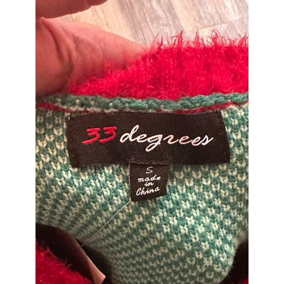 Ugly Christmas Sweater Cool Snowman Green Striped 33 Degrees Women's Small - Picture 8 of 8